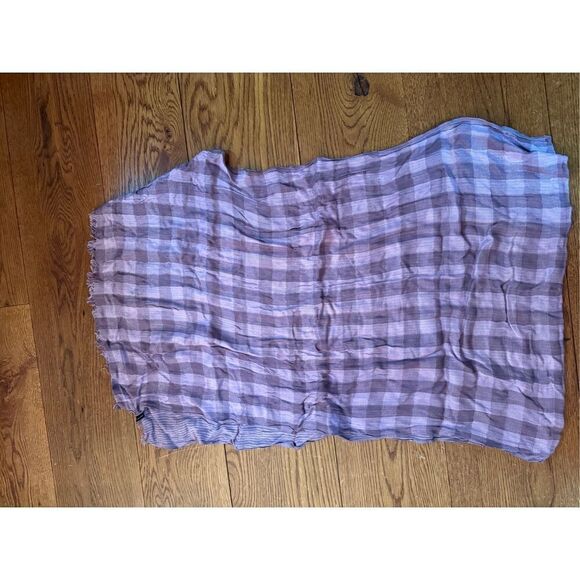 Lightweight Purple Check & Stripe Scarf – 100% Viscose - Picture 5 of 7